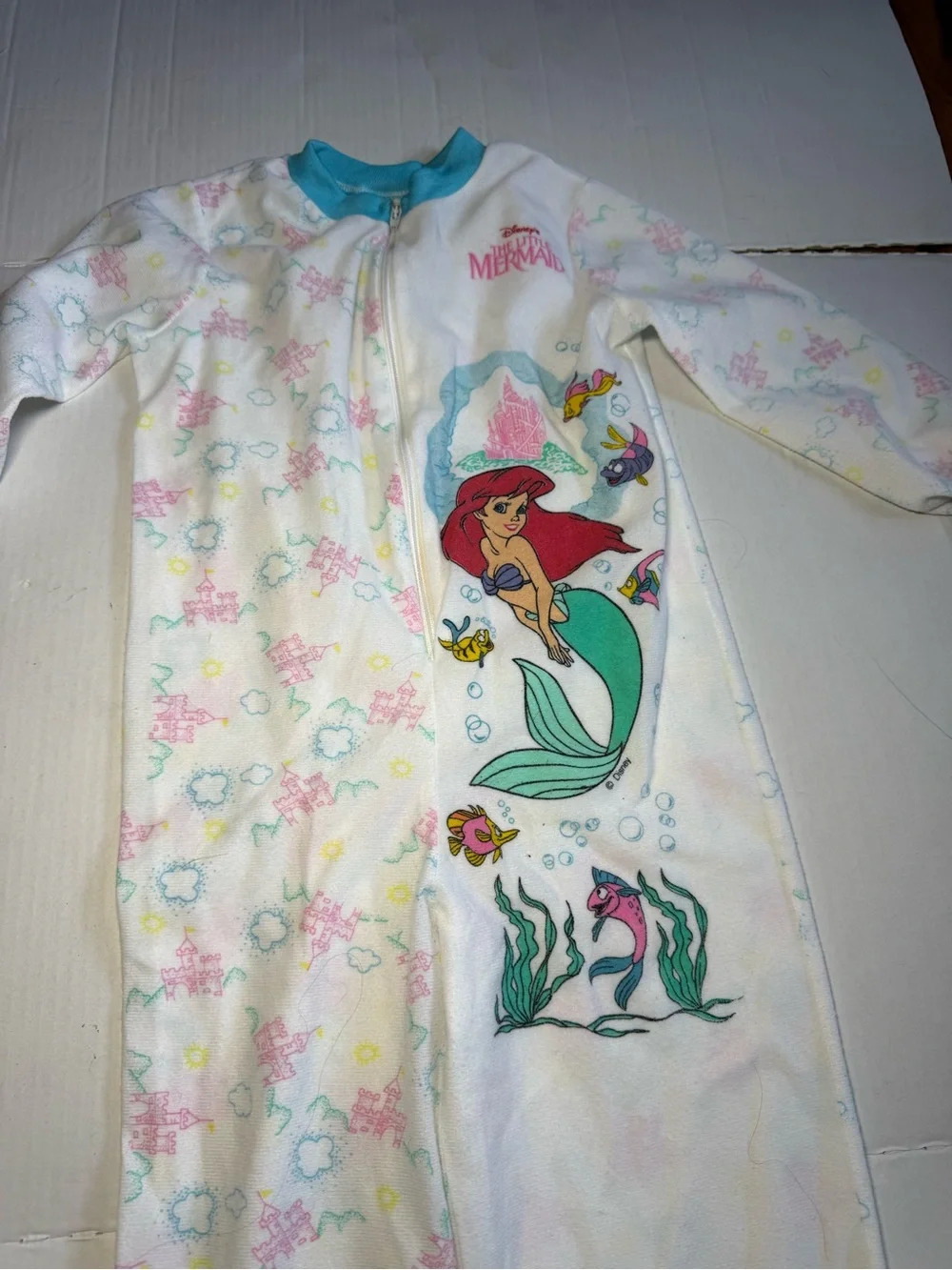 Vintage The Little Mermaid Zip Up Pajama One Piece